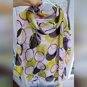 RARE Shamask 100% Silk Multicolor Circle Collar Flowy Top Sz 1 MSRP $795